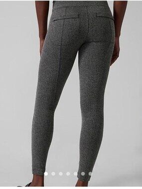 Athleta Womens XXS Delancey Herringbone Tight Leggings Gray Zipped Pockets